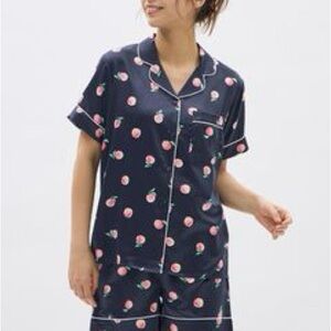 GU Navy Blue Pajamas with Peach Print NWOT